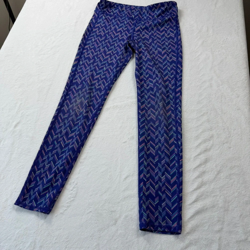Old Navy Active Leggings Girls L‎ 10-12 Purple Chevron Go-Dry Good Condition